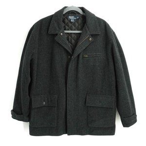 Polo Ralph Lauren Mens Overcoat Gray Wool Nylon Lined Zip Up Winter Size XL